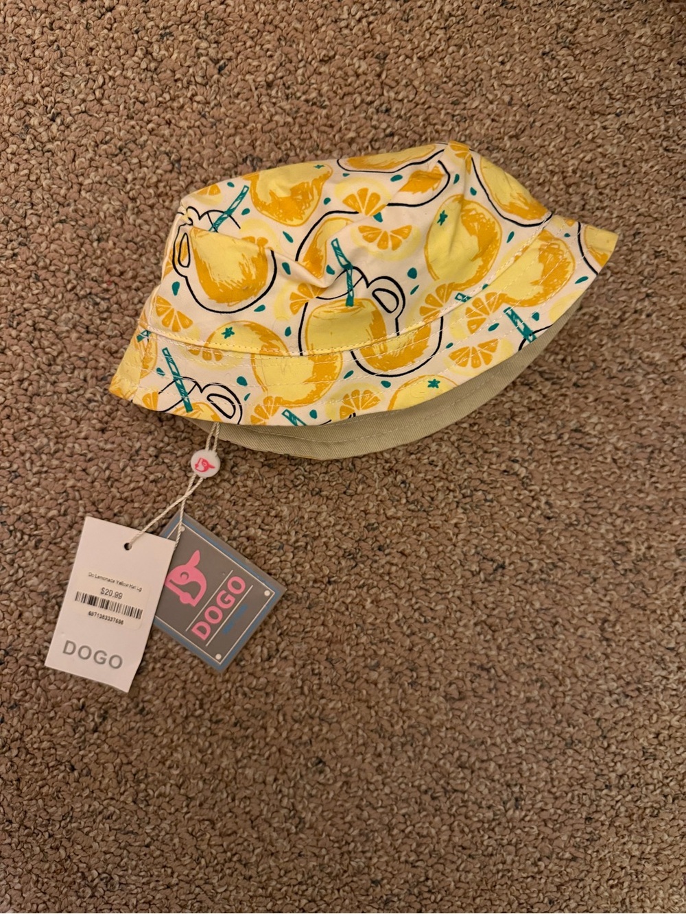 DOGO Yellow Lemon Print Dog Bucket Hat